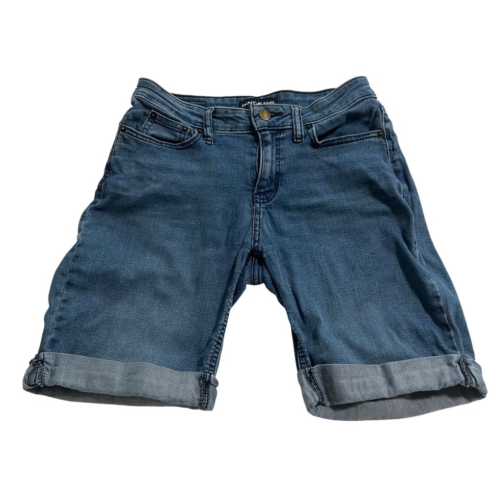 DKNY Jeans Womens Medium Wash Denim Cuffed Bermuda Shorts Blue Size 4